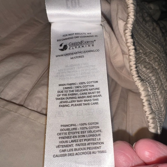 EUC Self-Portrait Shirred Cotton Trench Mini Dress Frosted Almond Tan Size 2 - Picture 12 of 12